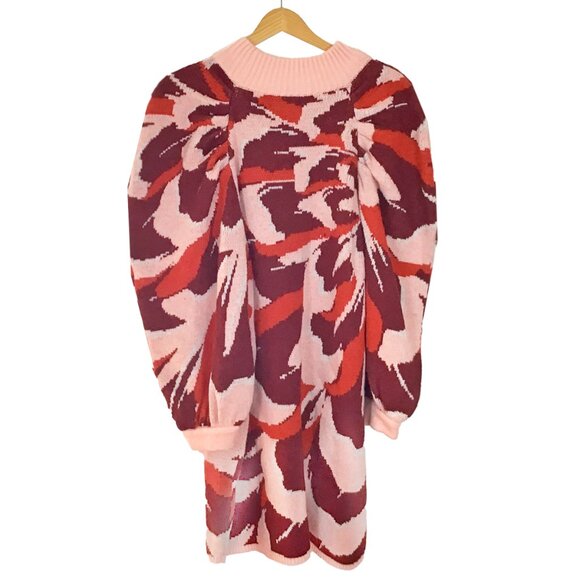 Farm Rio Flower Wool Knit Mini Christmas Holiday Sweater Dress NWOT - Picture 9 of 13